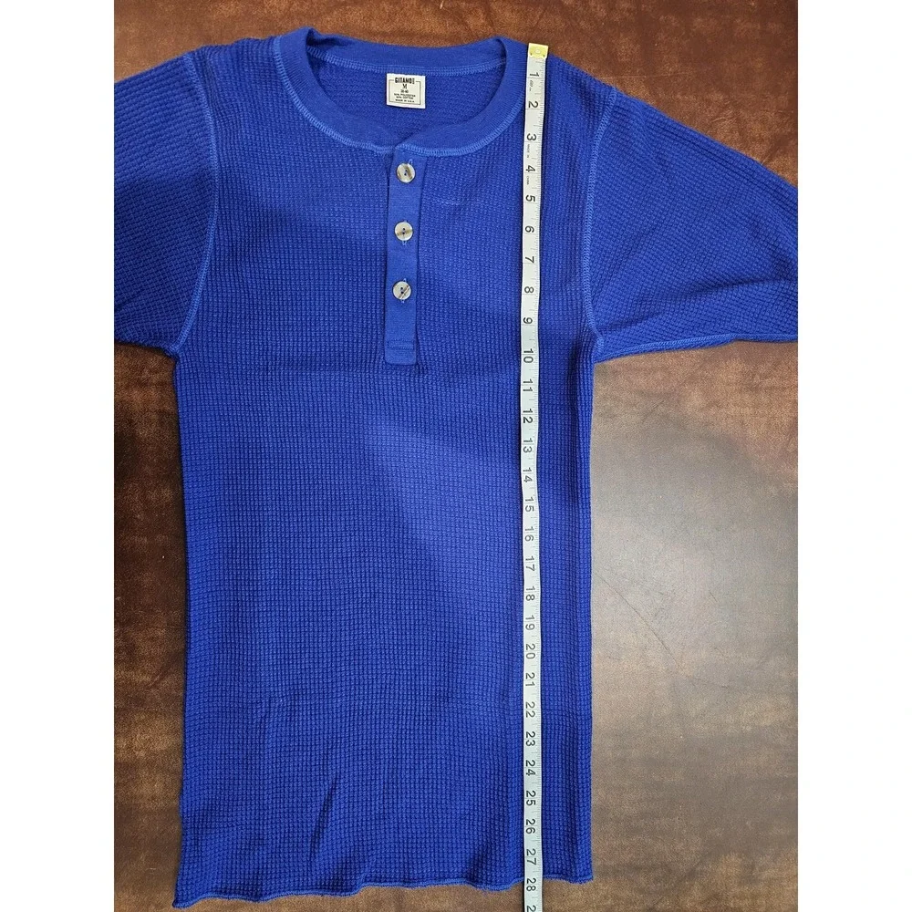 Vintage‎ Gitano Thermal Shirt Mens Medium Blue Waffle Henley Long Johns USA 80s
